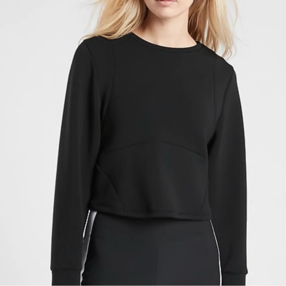 Athleta Women’s Black En Route Soft Scuba Sweatshirt – XXS